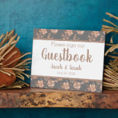 バラ金ゴールドフローラオングレーゲストブックテーブル フォトプラーク (側面)