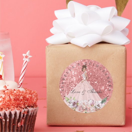 バラ金ゴールドフローラキンセアニラありがとうお願い ラウンドシール (パーティー)