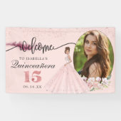 バラ金ゴールドフローラキンセアニラ誕生日ウェルカムサイン 横断幕 (横)