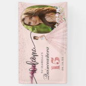 バラ金ゴールドフローラキンセアニラ誕生日ウェルカムサイン 横断幕 (縦)