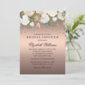 バラ金ゴールドフローラグリッターきらめくブライダルシャワー 招待状 (スタンド正面)