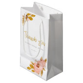 バラ金ゴールドフローラグリッターブライダルシャワーありがとう スモールペーパーバッグ (正面アングル)