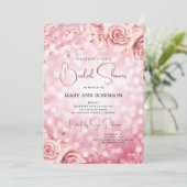 バラ金ゴールドフローラグリッターブライダルシャワー灯 招待状 (スタンド正面)