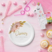 バラ金ゴールドフローラグリッターブライダルシャワー紙プレート ペーパープレート (パーティー)