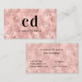 バラ金ゴールドフローラグリッターモノグラムイニシャル 名刺 (正面/裏面)