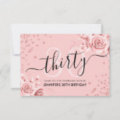 バラ金ゴールドフローラグリッター30th Birthday Script サンキューカード (正面)