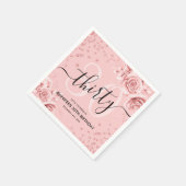 バラ金ゴールドフローラグリッター30th Birthday Script スタンダードカクテルナプキン (角)