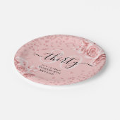 バラ金ゴールドフローラグリッター30th Birthday Script ペーパープレート (アングル)