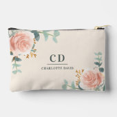 バラ金ゴールドフローラグリーナリークリーム名モノグラム アクセサリーポーチ (裏面)