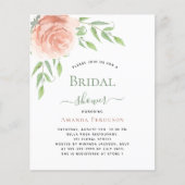 バラ金ゴールドフローラグリーンブライダルシャワーへの招待 (正面)