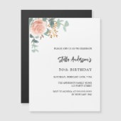 バラ金ゴールドフローラグリーンラグジュアリー誕生日 マグネット招待状 (正面/裏面)