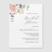 バラ金ゴールドフローラグリーンリー高級ブライダルシャワー マグネット招待状 (正面)