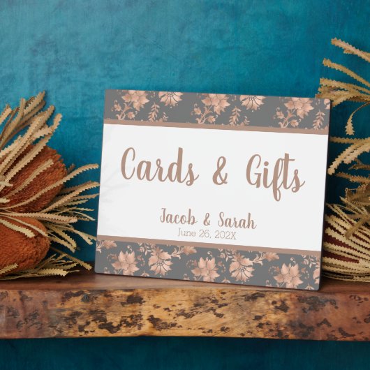 バラ金ゴールドフローラグレーギフトテーブルプラーク フォトプラーク (側面)