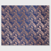 バラ金ゴールドフローラコテージネイビーダマスクアントニエッタ ラッピングペーパー (フラット)
