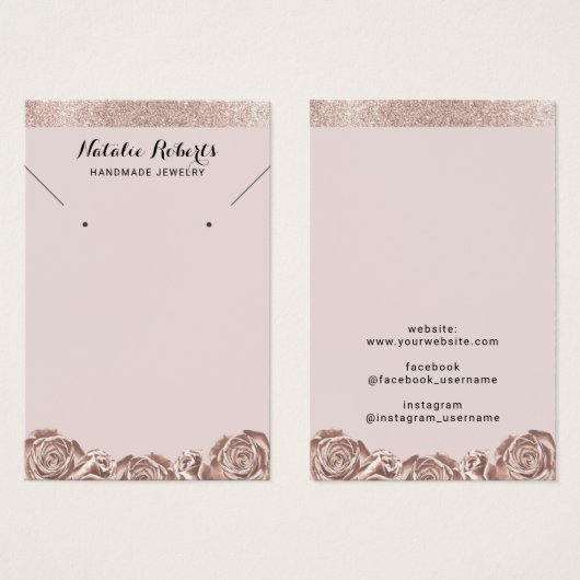 バラ金ゴールドフローラジュエリーイヤリングネックレスディスプレイ (正面&裏面)