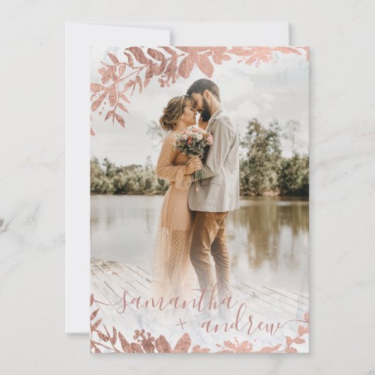 バラ金ゴールドフローラスペインの大理石5結婚枚 招待状 (正面)