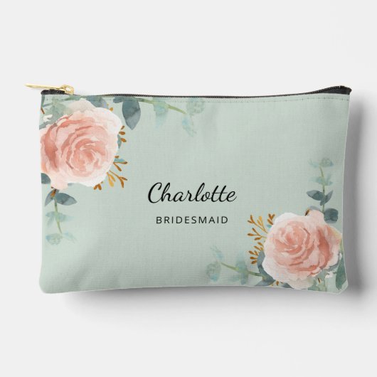 バラ金ゴールドフローラセージ緑の花嫁 アクセサリーポーチ (正面)