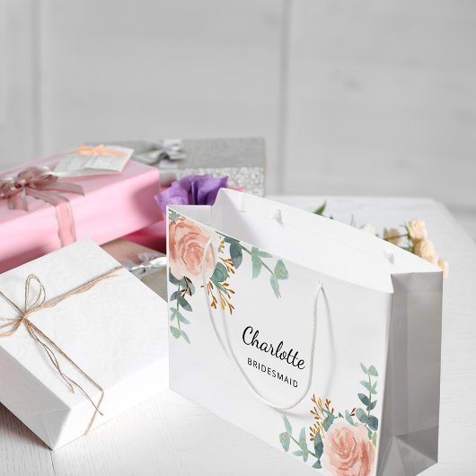 バラ金ゴールドフローラセージ緑の花嫁 ラージペーパーバッグ