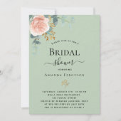 バラ金ゴールドフローラセージ緑ラグジュアリーブライダルシャワー 招待状 (正面)