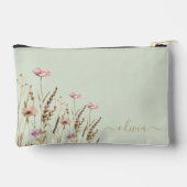 バラ金ゴールドフローラセージ緑金ゴールド名モノグラム アクセサリーポーチ (裏面)