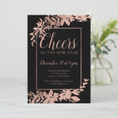 バラ金ゴールドフローラタイポグラフィの新年への応援 招待状 (スタンド正面)