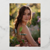 バラ金ゴールドフローラティアラバタフライフォトキンセアニェラ 箔招待状 (裏面)