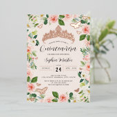 バラ金ゴールドフローラティアラバタフライフォトキンセアニェラ 箔招待状 (立ち正面)