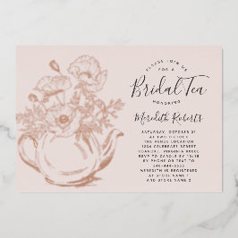 バラ金ゴールドフローラティーポット赤面ピンクブライダルティー実在 箔招待状