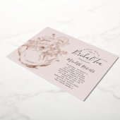 バラ金ゴールドフローラティーポット赤面ピンクブライダルティー実在 箔招待状 (回転した状態)