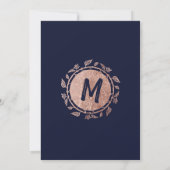 バラ金ゴールドフローラネイビーブルーブラシベビーシャワー 招待状 (裏面)