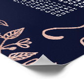 バラ金ゴールドフローラネイビーブルーブラシ座席表 ポスター (角)