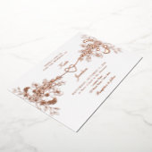 バラ金ゴールドフローラハートフォイルウェディング招待 箔招待状 (回転した状態)