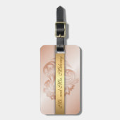 バラ金ゴールドフローラハート ラゲッジタグ (正面縦)
