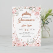 バラ金ゴールドフローラバタフライピンクキンセアニェラ 箔招待状 (立ち正面)