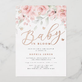 バラ金ゴールドフローラバタフライベビーイン開花 箔招待状