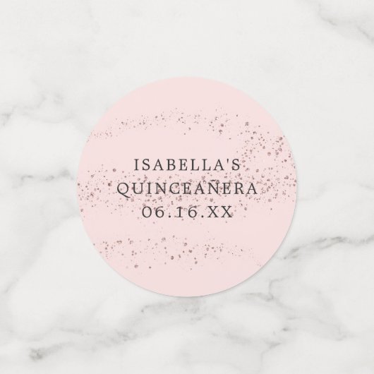 バラ金ゴールドフローラパーソナライズされたキンセアニラパーティー コンフェッティ (スモール正面)