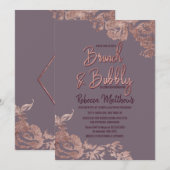 バラ金ゴールドフローラパープルモーブブルンチアンドバブル 招待状 (正面/裏面)
