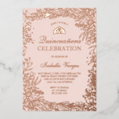 バラ金ゴールドフローラピンクティアラシックキンセアニェラ 箔招待状 (正面)