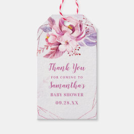 バラ金ゴールドフローラピンクパープルベビーガールベビーシャワー ギフトタグ