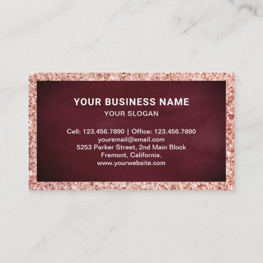 バラ金ゴールドフローラピンクマカロンパティシシェフベーカリー 名刺 (裏面)