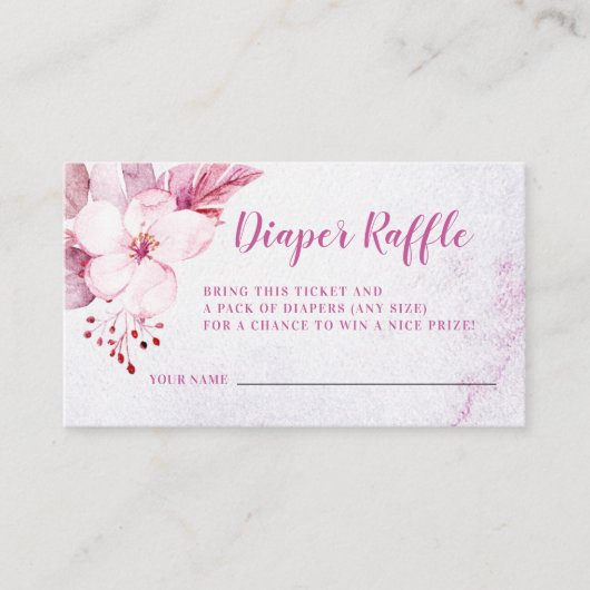 バラ金ゴールドフローラピンク赤ちゃんシャワーおむつラッフル エンクロージャーカード (正面)