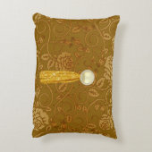 バラ金ゴールドフローラフェイクきらめくジュエルタッセル アクセントクッション (裏面(縦))