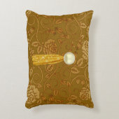 バラ金ゴールドフローラフェイクきらめくジュエルタッセル アクセントクッション (正面(垂直))