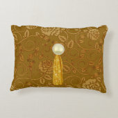 バラ金ゴールドフローラフェイクきらめくジュエルタッセル アクセントクッション (裏面)