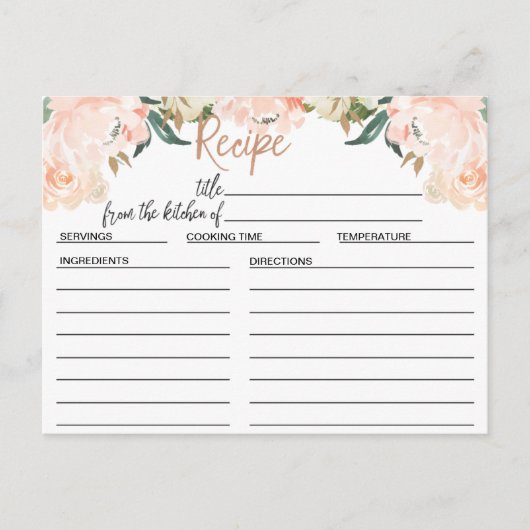 バラ金ゴールドフローラブライダルシャワーレシピカード ポストカード (正面)