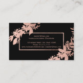 バラ金ゴールドフローラブラックタイポグラフィリーフメイク 名刺 (裏面)
