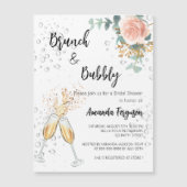 バラ金ゴールドフローラブランチバブリーブライダルシャワー マグネット招待状 (正面)