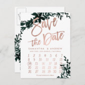 バラ金ゴールドフローラホワイトカレンダー日付の保存 案内ポストカード (正面/裏面)