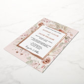 バラ金ゴールドフローラボホ結婚ス 箔招待状 (回転した状態)