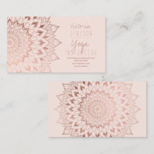 バラ金ゴールドフローラマンダラ赤面ヨガインストラクター 名刺 (正面/裏面)